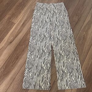 Zebra Print Wide-Leg Pants